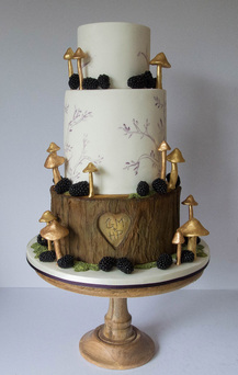 woodland wedding gold happyhills cakes